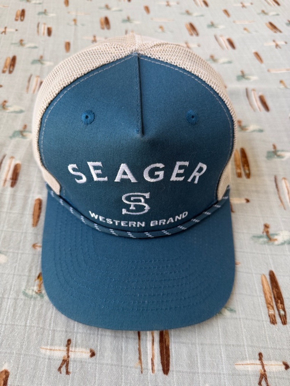 Seager Western Brand Teal and Cream Trucker Hat